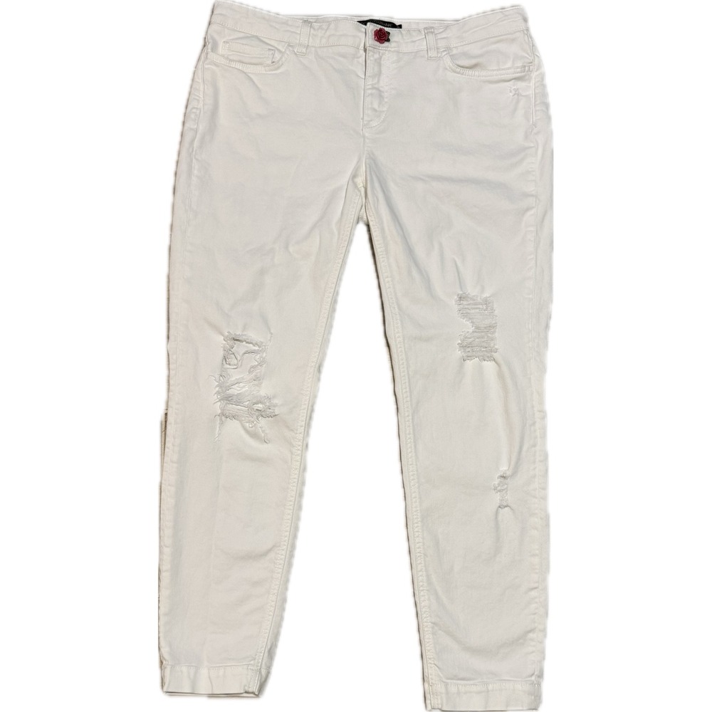 Dolce & Gabbana Denim Pretty White Distressed Skinny Jeans Rose Button Italy 48